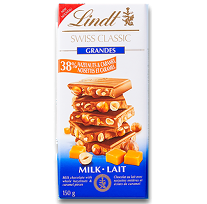 Lindt - Swiss Classic Grandes Milk 38% Hazelnut and Caramel Product Image