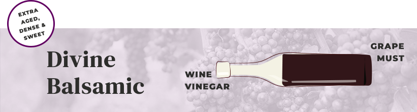 Divine balsamic graphic - grape must vs. wine vinegar.