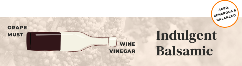 Indulgent balsamic graphic - grape must vs. wine vinegar.